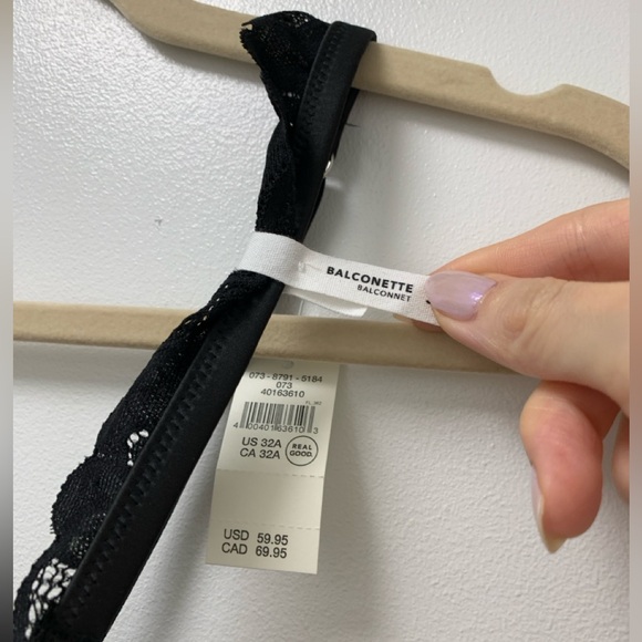 NWT Aerie Show Off Real Lace Balconette Bra 32A - True Black - Picture 4 of 4